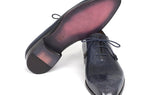 Paul Parkman Men's Hand-Painted Medallion Toe Wholecut Oxfords in Navy
