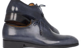 Paul Parkman Men's Hand-Painted Medallion Toe Wholecut Oxfords in Navy
