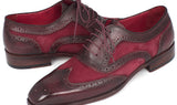 Paul Parkman Suede & Calfskin Men's Wingtip Oxfords in Bordeaux