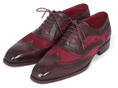 Paul Parkman Suede & Calfskin Men's Wingtip Oxfords in Bordeaux