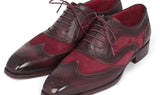 Paul Parkman Suede & Calfskin Men's Wingtip Oxfords in Bordeaux