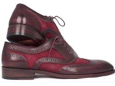 Paul Parkman Suede & Calfskin Men's Wingtip Oxfords in Bordeaux
