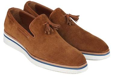Paul Parkman Men's Smart Casual Tassel Loafers in Camel Suede