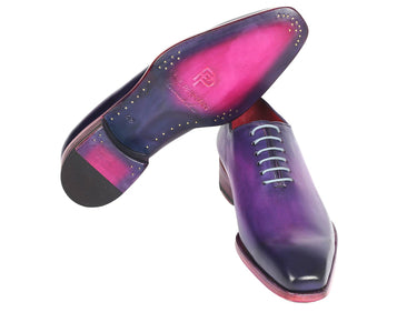 Paul Parkman Men's Hand-Painted Goodyear Welted Wholecut Oxfords in Purple