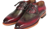 Paul Parkman Goodyear Welted Ghillie Lacing Brogues in Green & Bordeaux