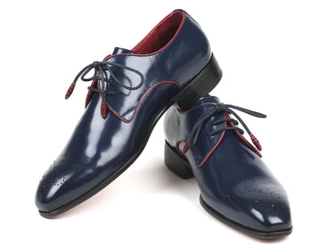 Paul Parkman Medallion Toe Derby Shoes in Navy