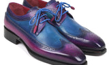 Paul Parkman Goodyear Welted Wingtip Derby Shoes in Purple & Blue