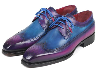 Paul Parkman Goodyear Welted Wingtip Derby Shoes in Purple & Blue