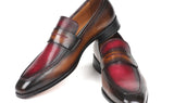 Paul Parkman Men's Hand-Painted Leather Loafers in Brown & Bordeaux