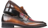 Paul Parkman Men's Hand-Painted Leather Loafers in Brown & Bordeaux