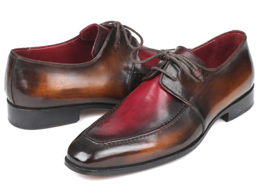 Paul Parkman Men's Apron Leather Derby Shoes in Brown & Bordeaux Dual Tone