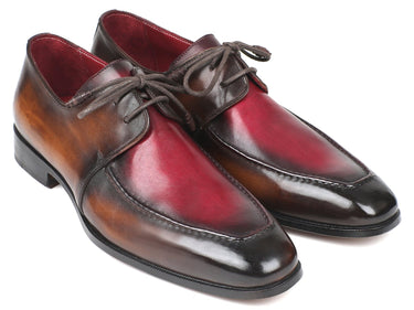 Paul Parkman Men's Apron Leather Derby Shoes in Brown & Bordeaux Dual Tone