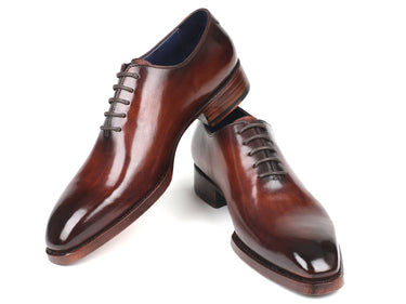 Paul Parkman Men's Hand-Painted Goodyear Welted Wholecut Oxfords in Brown