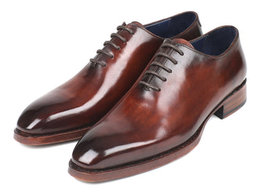 Paul Parkman Men's Hand-Painted Goodyear Welted Wholecut Oxfords in Brown