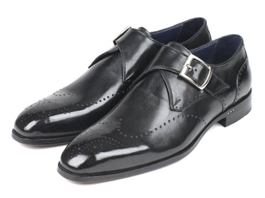 Paul Parkman Men's Wingtip Single Monkstraps in Black