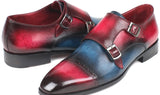 Paul Parkman Men's Captoe Double Monkstraps in Blue & Fuxia