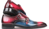 Paul Parkman Men's Captoe Double Monkstraps in Blue & Fuxia