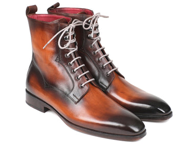 Paul Parkman Men's Leather Lace-Up Boots in Brown Burnished