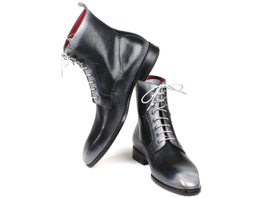 Paul Parkman Men's Leather Lace-Up Boots in Gray Burnished