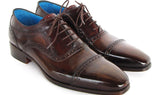 Paul Parkman Men's Hand-Painted Leather Captoe Oxfords in Anthracite Brown