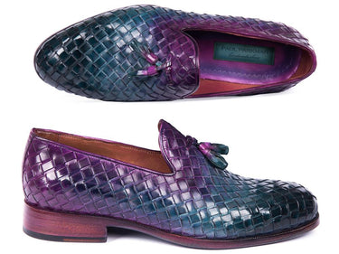 Paul Parkman Men's Woven Leather Tassel Loafers in Multicolor