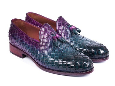 Paul Parkman Men's Woven Leather Tassel Loafers in Multicolor