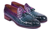 Paul Parkman Men's Woven Leather Tassel Loafers in Multicolor