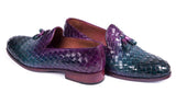Paul Parkman Men's Woven Leather Tassel Loafers in Multicolor