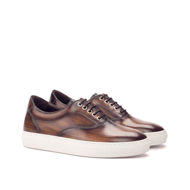 DapperFam Riccardo in Dark Brown Men's Hand-Painted Italian Leather Top Sider in Dark Brown