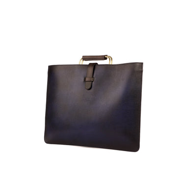 DapperFam Luxe Men's Satchel in Dark Brown Painted Full Grain