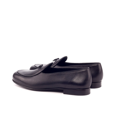 DapperFam Marcello in Black Men's Italian Leather & Italian Full Grain Leather Belgian Slipper