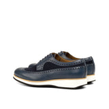 DapperFam Zephyr in Navy Men's Lux Suede & Italian Pebble Grain Leather Longwing Blucher