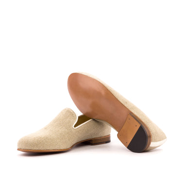DapperFam Enzo in Ice / Off White Men's Linen & Grossgrain Slipper