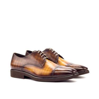 DapperFam Vero in Brown / Cognac Men's Hand-Painted Patina Derby in Brown / Cognac