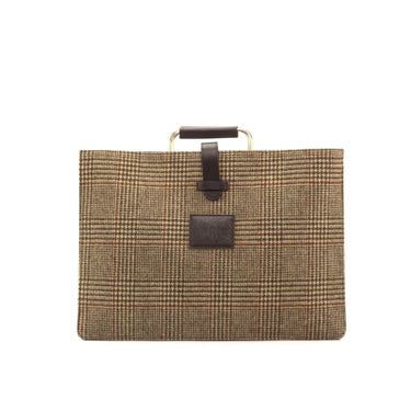 DapperFam Luxe Men's Satchel in Tweed Sartorial