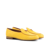 DapperFam Marcello in Mustard / Cognac Men's Linen & Italian Leather Belgian Slipper
