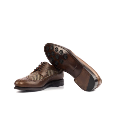DapperFam Zephyr in Tweed / Med Brown Men's Sartorial & Italian Leather Longwing Blucher