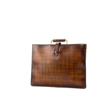 DapperFam Luxe Men's Satchel in Brown Patina