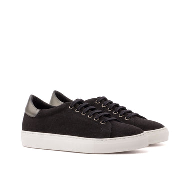 DapperFam Rivale in Black Men's Linen Trainer in Black
