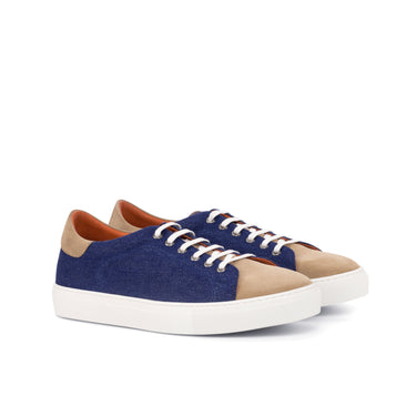 DapperFam Rivale in Jeans / Camel Men's Sartorial & Italian Suede Trainer in Jeans / Camel