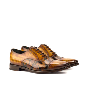 DapperFam Rafael in Cognac / Brown Camo Men's Hand-Painted Patina Oxford in Cognac / Brown Camo