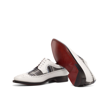 DapperFam Zephyr in Plaid / White Men's Sartorial & Italian Leather Longwing Blucher
