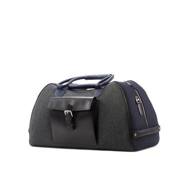 DapperFam Luxe Men's Travel Duffle in Flannel Dark Grey Flannel