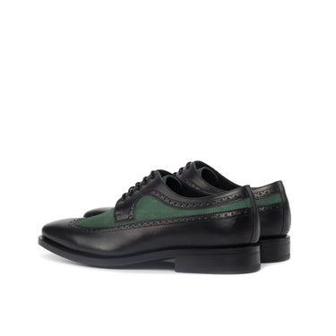 DapperFam Zephyr in Black / Forest Men's Italian Suede & Leather Longwing Blucher