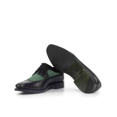 DapperFam Zephyr in Black / Forest Men's Italian Suede & Leather Longwing Blucher