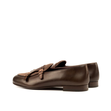 DapperFam Rialto in Brown / Dark Brown Men's Linen & Italian Leather Monk Slipper