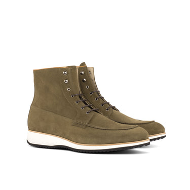 DapperFam Ryker in Khaki / Cognac Men's Italian Leather & Lux Suede Moc Boot in Khaki / Cognac