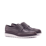 DapperFam Zephyr in Dark Brown Men's Italian Leather & Italian Pebble Grain Leather Longwing Blucher in Dark Brown