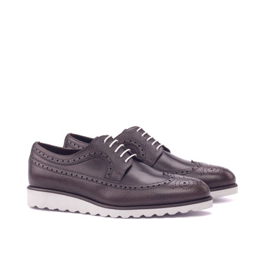 DapperFam Zephyr in Dark Brown Men's Italian Leather & Italian Pebble Grain Leather Longwing Blucher in Dark Brown