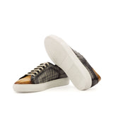 DapperFam Rivale in Grey / Cognac Men's Hand-Painted Italian Leather Trainer